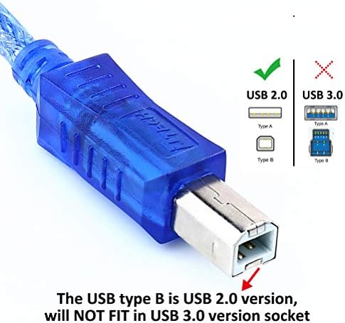 DTECH 10 фута USB 2.0 Кабел A Male-B Male Високоскоростен USB принтер KVM за пренос на данни синьо 10 метра