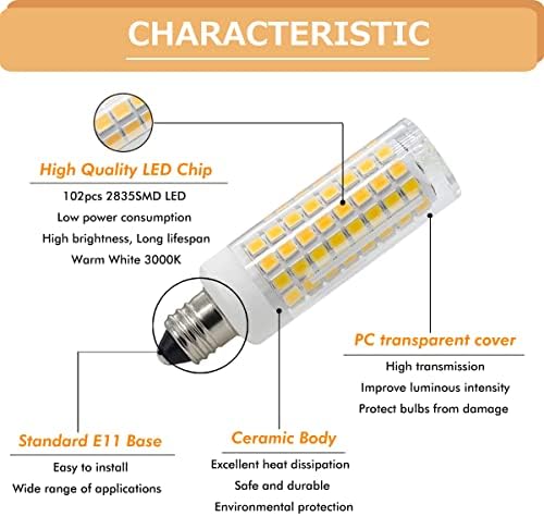 Led лампа HXWY E11, е Основата на мини-Канделябра, Ненасочена 7 W 730ЛМ 120 В Лампа на вътрешното осветление E11 Заменя T3/T4 JD E11 Топло бял цвят 3000 До (2 опаковки)