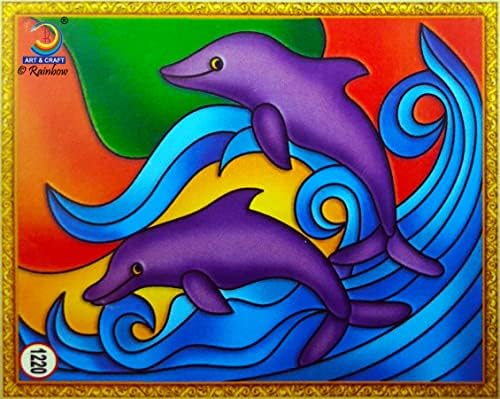 Rainbow DIY - Комплект за рисуване от фибростъкло, Делфини, Среден размер (7,75x10,5 инча), Дизайн № 1220