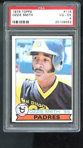 1979 Topps 116 Начинаещ Ози Смит RC Padres PSA Бейзболна картичка с 4 Градуировками Topps 116 - Бейзболни картички с надпис Slabbed