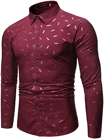 UBST Мъжки Ризи с дълъг ръкав, 2022 Нови Пролетни Ризи с Копчета С Принтом Листа и Пера, Хавайска Риза, Ежедневни Блузи