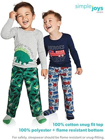 Пижамный комплект Simple Joys by Carter's за момчета, така и за деца от 4 теми (Памук надмощие и мек вълнен плат в долната част)
