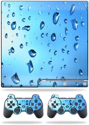 Кожата MightySkins е съвместим с тънки скинами Sony Playstation 3 PS3 + 2 обвивки контролер, стикер с капки вода