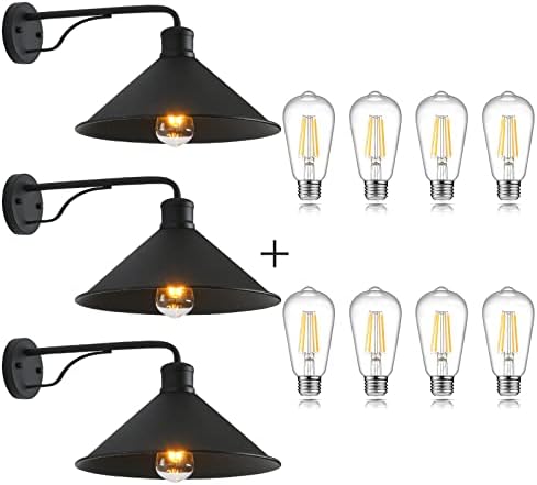 3 x 12-инчови външни осветителни тела за бараката + 8 led лампи Edison