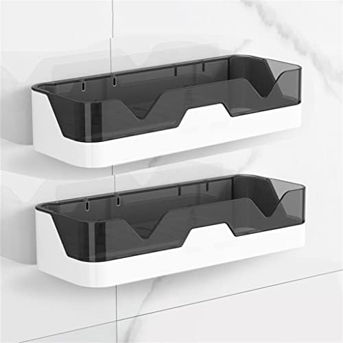 Монтиране на багажник за баня за съхранение на шампоан, Пластмасови рафтове за съхранение, Кухненски органайзер, за аксесоари за баня без бормашини (Цвят: 2 бр. - сив, Размер: 29,5x11x6,5 см)