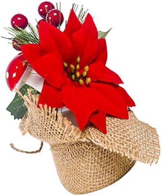 SEWACC Фалшива Коледна Борова Шишарка, Украса за растения В Саксии, Творчески Украшение за Коледната трапеза (Червена Гъба) Домашен Коледен Декор