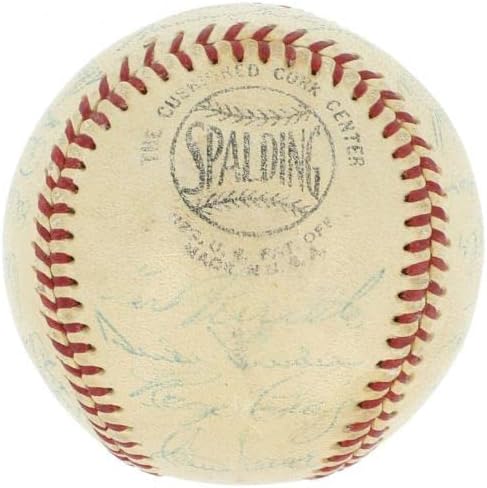 Джаки Робинсън Рой Кампанела 1956 Бруклин Доджърс Подписа договор с Бейсбольным PSA DNA COA - Бейзболни топки с автографи