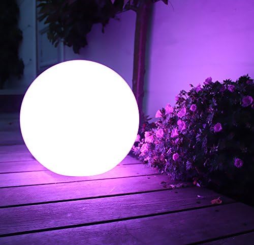 Mr.Go 16-инчов Водоустойчива Акумулаторна батерия led Светлинен топката за помещения/улица, лампа-глобус с дистанционно управление, 16 цвята RGB, 4 светлинни ефект, идеална за дом, басейн, вътрешен двор, партита, Акцентного