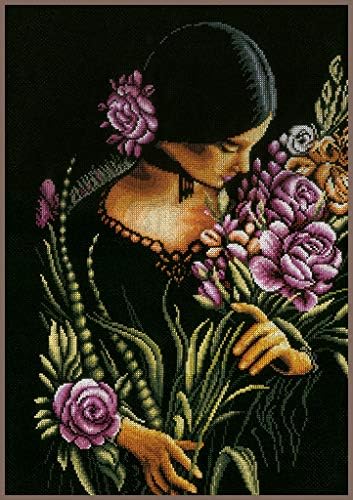 Комплект за бродерия на кръстат бод Lanarte Жена и цветя