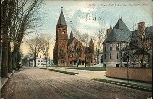 Кметството, библиотека и Fairhaven, Масачузетс, Масачузетс Оригиналната антични картичка 1908 г.