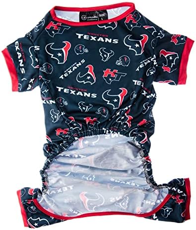 Littlearth Унисекс-Пижама за възрастни домашни любимци NFL Хюстън Texans, Команден цветове, Голяма