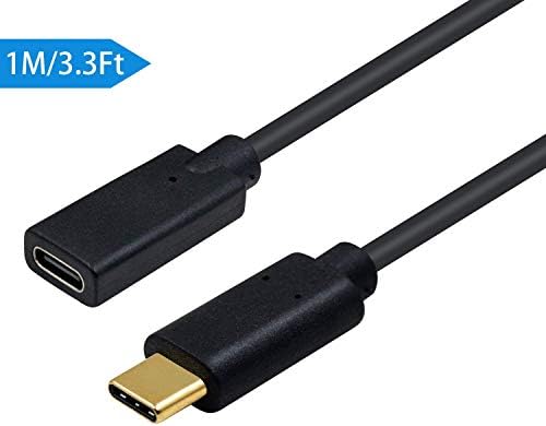 Удължител Poyiccot USB C 3,3 фута, удължителен кабел USB Type C C Кабел 10 gbit/С Удължител за USB-C-Кратък удължителен кабел USB 3,1 Type C за зареждане и синхронизация между мъжете и женит