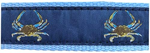 Набор от греди и каишки Preston Classic Blue Crab за кучета - Синият Рак на тъмно-синя лента със Светло син найлонов панделка (Средно)