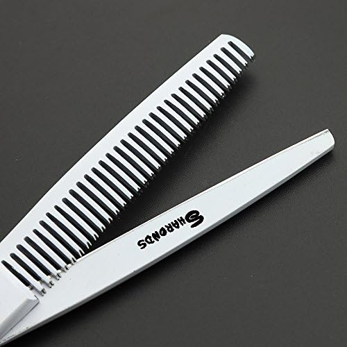 6-инчови фризьорски ножици от стомана 440C фризьорски ножици за рязане + филировочные ножици (бял) (Филировочные ножици)