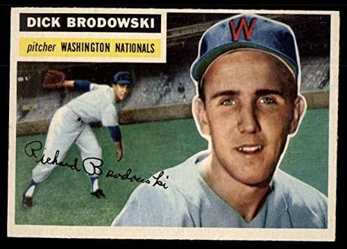 1956 Topps 157 Грай Дик Бродовски Вашингтон Сенатърс (Бейзболна картичка) (Сиво въртене) EX/ MT Senators
