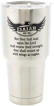 Крила Като Орли на Исая 30 Мл. Пътен чаша от неръждаема Стомана с Прозрачен Капак
