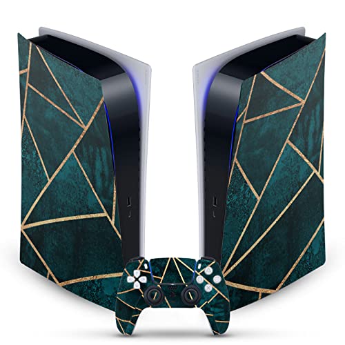 Матова повърхност Винил Стикер на предната панел Deep Синьо-Stone Art Mix, чанта за игра кожа, Съвместим с конзола Sony Playstation 5 PS5 Digital Edition и контролер DualSense