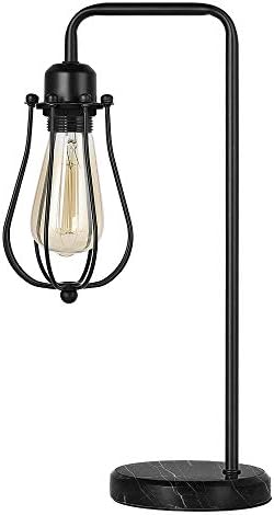 Настолна лампа HAITRAL Edison - Промишлена Реколта Нощно Шкафче с Мрамор основание за Спални, Всекидневна, Стая за гости, Офис, Черна (Без лампа)