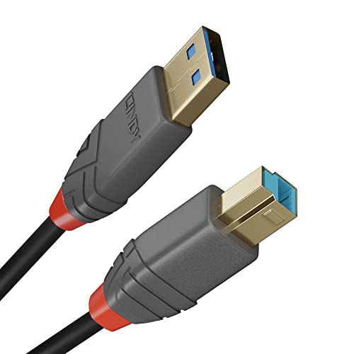 Lindy 36743 USB Кабел 3.2 3m Type A-B, 5 Gbit/s, Anthra Line, Черен