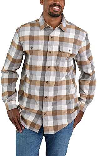 Мъжка риза в клетка от плътна фланела Свободно Cut Carhartt с дълъг ръкав