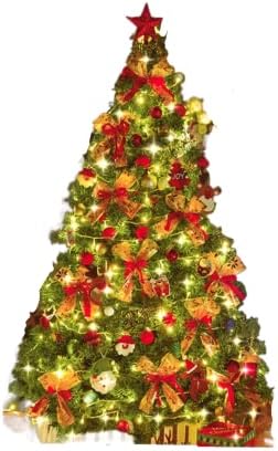 изкуствена Коледна елха 6 фута/Коледна Украса за дома /с 215 Висулки / Лесно се монтира