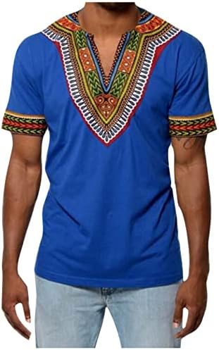 Африкански Етнически Тениски с V-образно деколте и Къс ръкав за Мъже, Забавни Блузи с Графичен Принтом, Летен Хипстерский Топ Свободно намаляване на 2023