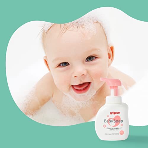 Пенящееся на душ сапун и шампоан Pigeon Baby Body Wash 2 в 1 за детската кожа, Цветен Аромат, Вид на пяна, от 0 месеца и по-големи, 16,9 течни унции, Произведено в Япония