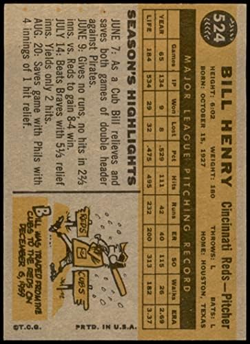 1960 Topps 524 Бил Хенри Синсинати Редс (Бейзболна карта) в Ню Йорк + Редс