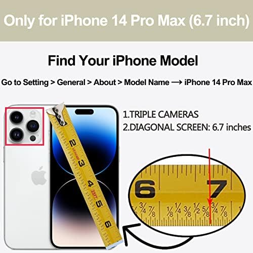 Чанта-портфейл LAMEEKU, Съвместим с iPhone 14 Pro Max, Кожен калъф с държач за карти, въртящи околовръстен стойката на 360 °, защитен калъф с RFID заключване, предназначен за Apple iPhon