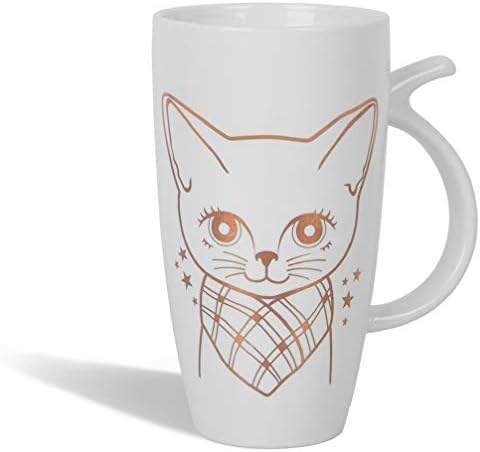 Teagas 20 грама Бяло Голяма Керамична Кафеена Чаша със Сладък Котка, Висока Чаша За Животните