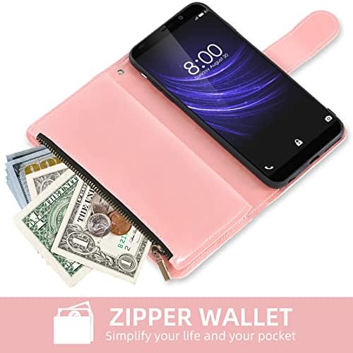 Asuwish Калъф за телефон Cloud Mobile Stratus C5/C5 Elite, една Чанта-портфейл със Защитно Фолио, изработени от Закалено Стъкло и Цветя на Кожата, Сгъваща се стойка за Кредитни карти,