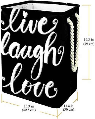 Inhomer Плакат на Живо Laugh Love 300D Оксфорд PVC, Водоустойчив Кошница За Дрехи, Голяма Кошница за Дрехи за Одеяла Дрехи Играчки в Спалнята