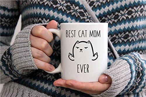 AW Fashions най-Добрата Майка-котка - една Забавна чаша за котки - Кафеена чаша Grumpy Котка на 11 грама, Чаши За жени, Чаша Angry Cat, Чаша Grumpy Cat - идеален за Деня на майката
