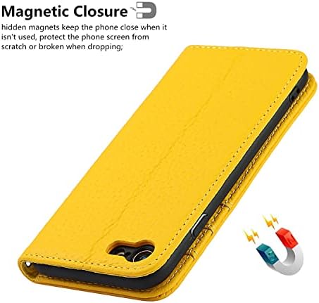 iCoverCase за iPhone SE (2022)/SE (2020)/iPhone 7/8 Чанта-портфейл с притежателя на кредитна карта и каишка за китката, RFID-блокери Калъф-награда от естествена кожа, с разтегателен магнитен капак за мобилен телефон,
