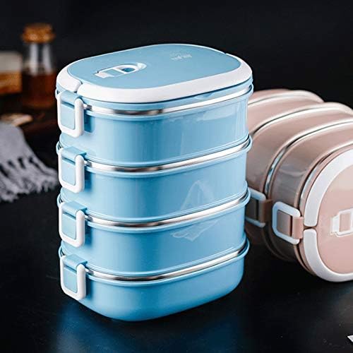 TJLSS Актуализиран Квадратен Обяд-Кутия от Неръждаема Стомана, Чанта-контейнер с Ключалка, Детски Студентски Кутии за съхранение на закуски в офиса (ниво 4) (Цвят: A)