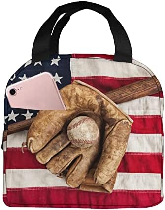 KIYIYZER Бейзболна Чанта за Обяд с Американския Флаг, Преносима Изолирано Термална Чанта-Тоут За Обяд, Множество Чанта-Хладилник джоб, Чанта-Тоут За Мъже, Жени, Работа, ?