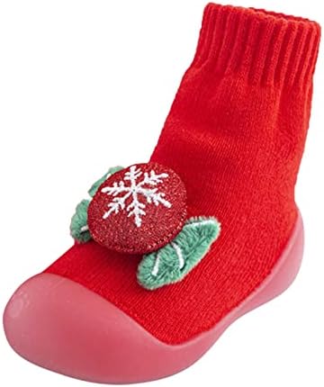 Коледни Чорапи за новородени Момчета и момичета с Мультяшными Уши, Нескользящие детски Шагающие обувки, Черни Модел обувки за момичета (A, 6-12 месеца)