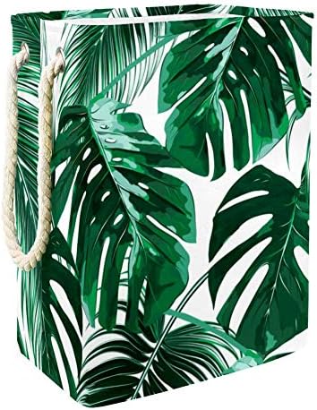 Inhomer Тропически Палмови Листа Листа на Джунглата Цветя 300D Оксфорд PVC, Водоустойчив Кошница за Дрехи, Голяма Кошница за Дрехи за Одеяла Дрехи Играчки в Спалнята
