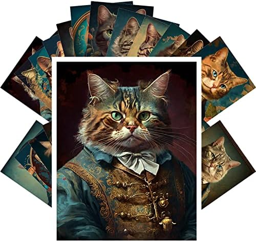 Реколта картички Pixiluv (24 бр по 4 x6 всяка) Импрессионистические Портрети на Котки Стари пощенски Картички Преиздаване на Книгата на Илюстрации