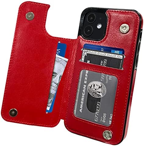 Чанта-портфейл MIDOLA за iPhone 12/12 Pro 12P с Притежателя на картата, възможност за сгъване на Калъф за Мобилен Телефон, Скоба за Пари, Поставка от Изкуствена Кожа Премиум-Клас, Отделения за карти, Двоен Magnetic