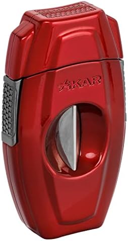 Нож за пури Xikar VX2 V-Cut, Диаметър на пръстена до 70 мм, с Вградена купа с капацитет от 64 г, Нож от неръждаема стомана, Атрактивен подарък кутия, Ергономичен дизайн, Надежден заключване, Пружина, Daytona Red