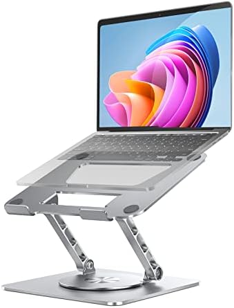 VAJUN с регулируема поставка за лаптоп с превръщането основание на 360 градуса, Метална поставка за настолен складного лаптоп, съвместима с преносими компютри с размер на екрана от 10 до 15,6 инча (сребрист)