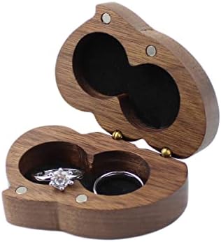 DSHOM Дървена Кутия За Пръстени Двойка Пръстени Кутия за Годеж Сватбени Сладки Два Слота Черно Бархатное Пръстен Кутия За Съхранение за Носене