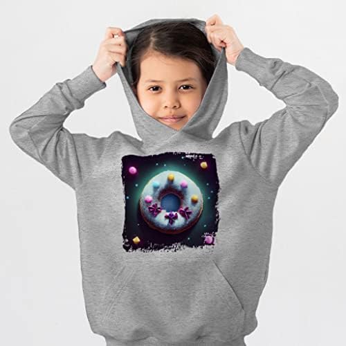 Детска hoody от порести руно с цветни принтом - Уникална Детска hoody с качулка - Donut Hoodie for Kids