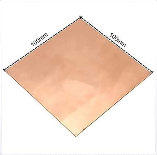 Месинг лист HUILUN Метален лист от чиста мед Фолио плоча, 1/2 x 100 x 100 мм Вырезанная Медни метална плоча Месингови плочи (Размер: 100 mm x 100 mm x 1.5 mm)