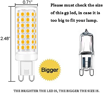 Led лампа Yosenmi G9, 6 W (смяна на халогенна крушка от 60 W), Дневен Бяло 6000 К, 120 550 Lm, Двухконтактные крушки G9, Без регулиране на яркостта, опаковка от 12 броя