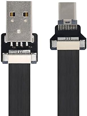 Кабел ChenYang CY Type-A USB 2.0 за връзка с Type-C USB-C за пренос на данни Плосък Тънък Гъвкав кабел 20 см за FPV, диск и телефон