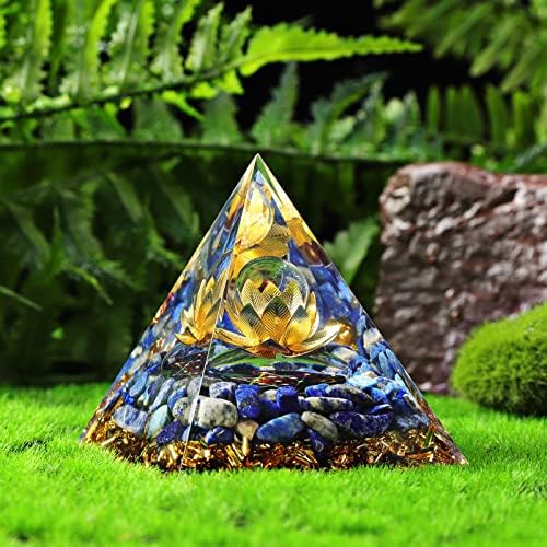 Пирамида на Оргона, Кристален Генератор на Положителна енергия за Чакрите, Пирамиди от Оргонита за Защита на Електронна Енергия и на Лечебната Медитация, Богатство, Успех, Йога, Рейки (Индиго -Златен)