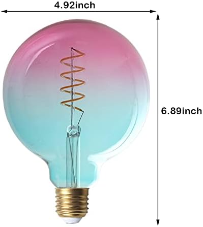 Led крушка на Едисон MaoTopCom G125 мощност от 4 Вата, 2700 К, мек Топъл Бял, 400 Lm, Цокъл E27, 110-240 v, Розово-синя Led лампа с нажежаема жичка с градиентным стъкло, 1 опаковка