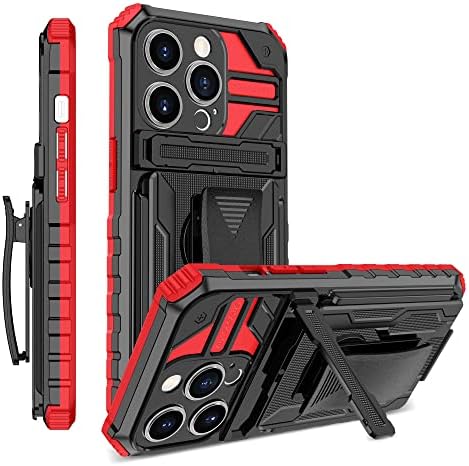 Калъф за мобилен телефон, съвместим с Redmi Note 11 Pro 4G/5G, калъф със завъртане на 360 °, колан, чанта-кобур, защита от военен клас, Сверхпрочный устойчив на удари калъф за вашия телефон с поставката (Цвят: червен)
